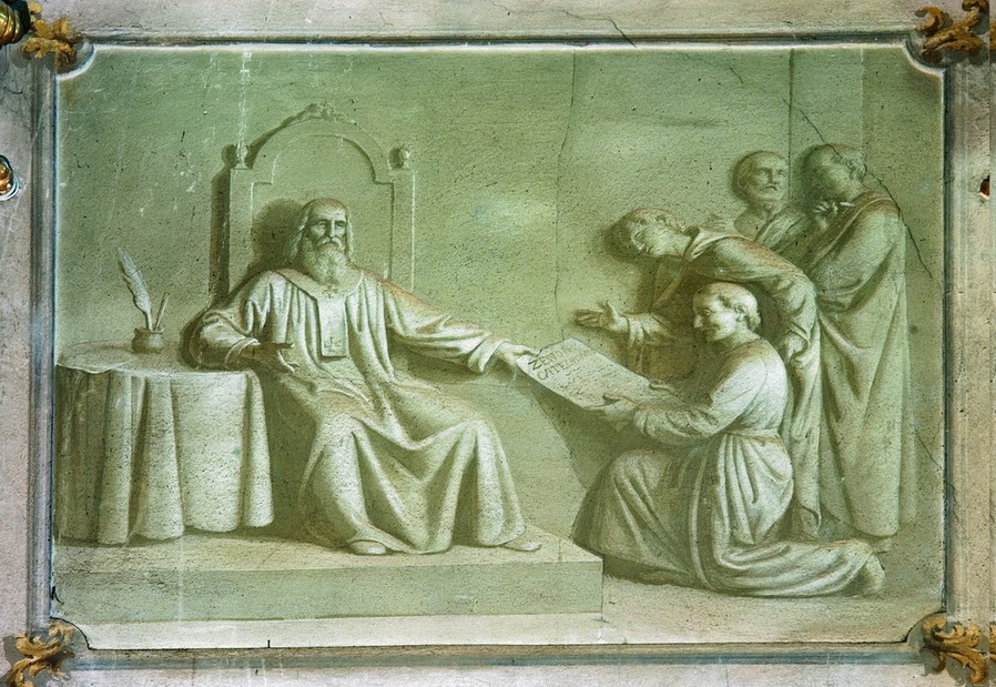 San Zeno legislatore - 1881 ca. - affresco -chiesa di San Zenone - Passirano (BS)