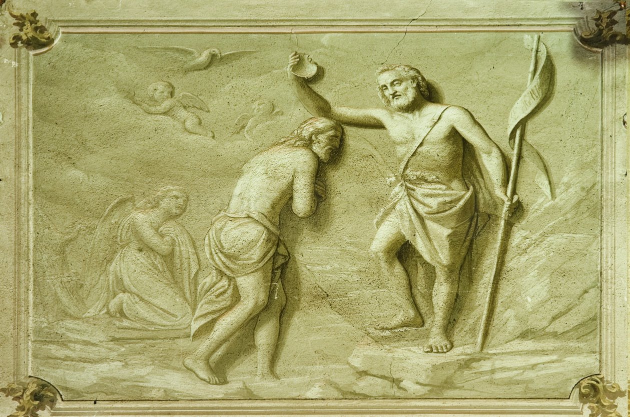 Il battesimo di Cristo - 1879 ca. - affresco -chiesa di San Zenone - Passirano (BS)