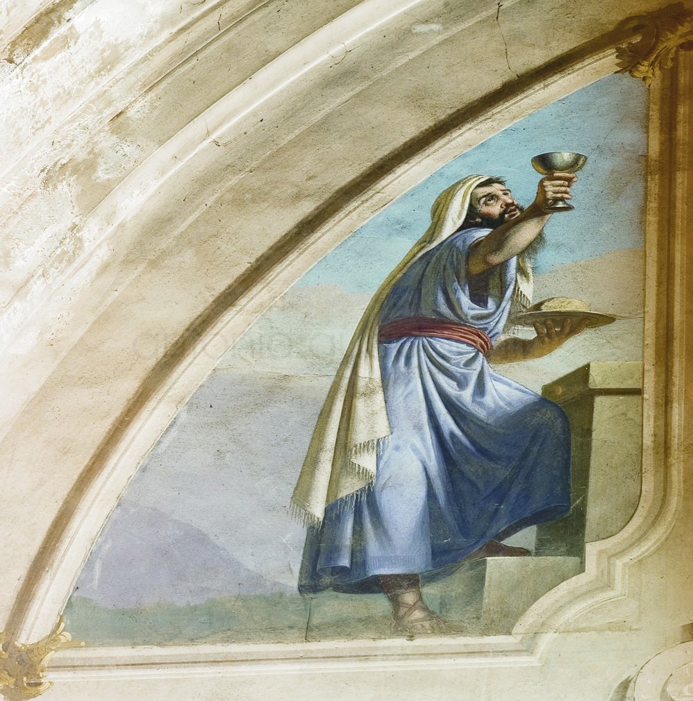 Il profeta Melchisedech - 1880 ca. - affresco -chiesa di San Zenone - Passirano (BS)