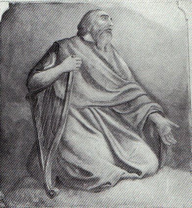 Davide profeta- 1885 - affresco cm. 130x100- cappella della Madonna Addolorata detta del Lazzaretto - Borno (BS)