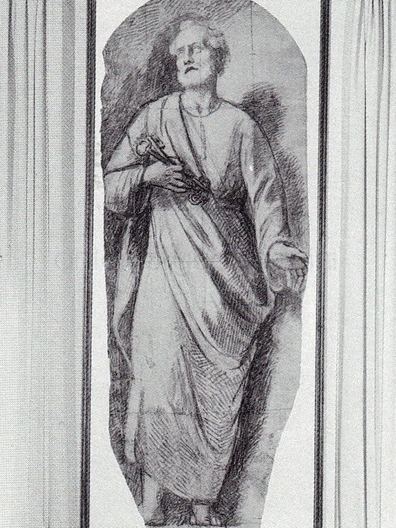 San Pietro - 1896 - carboncino su cartone cm. 210x86 - eremo SS. Pietro e Polo - Bienno (BS)