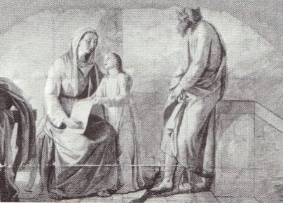 L'Educazione di Maria Bambina - carboncino su cartone cm.133x188 - Coll. privata