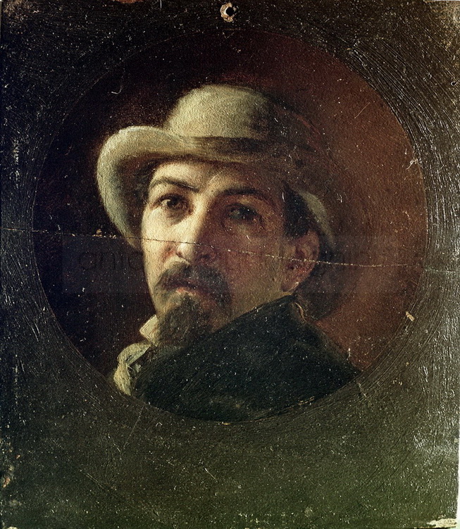 Autoritratto - 1868 ca. - olio su tavoletta di mogano cm. 20x17.5 - coll. privata
