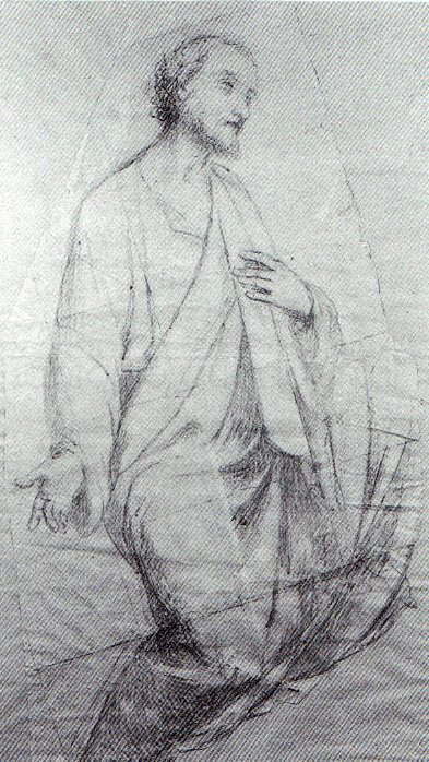 Figura di santo - 1871 -carboncino su carta cm. 128x74 - coll. privata